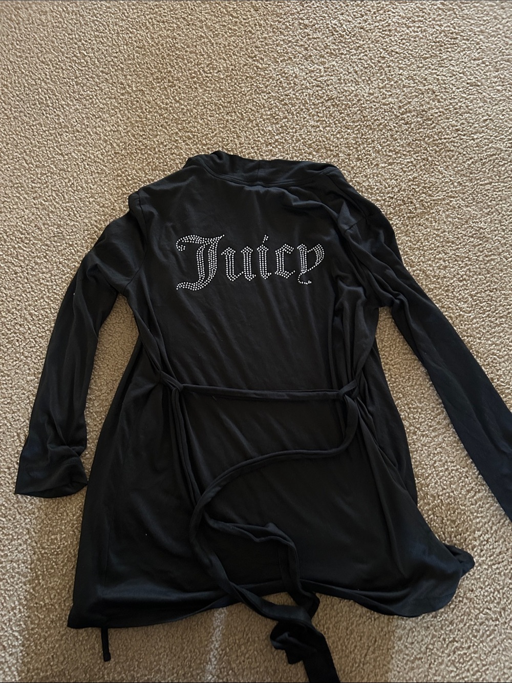 Juicy Couture Black Rhinestone 'Juicy' Logo short Teddy Jacket